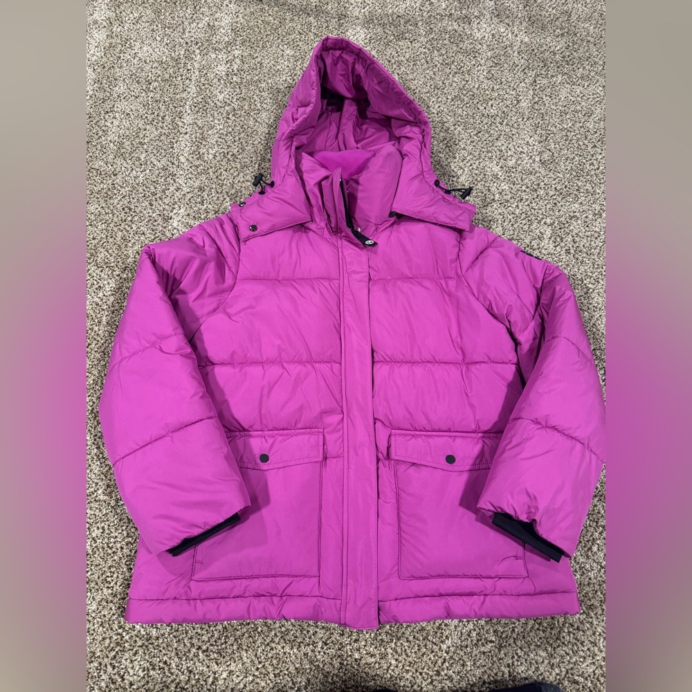 Talbots Hot Pink Hooded Puffer Jacket